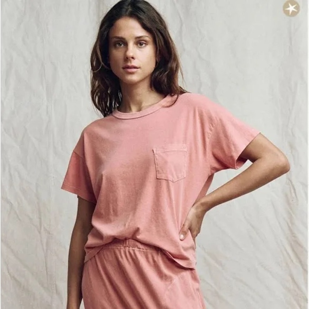 THE GREAT. Pink Relaxed Boxy T-Shirt in Rose sz S NWT